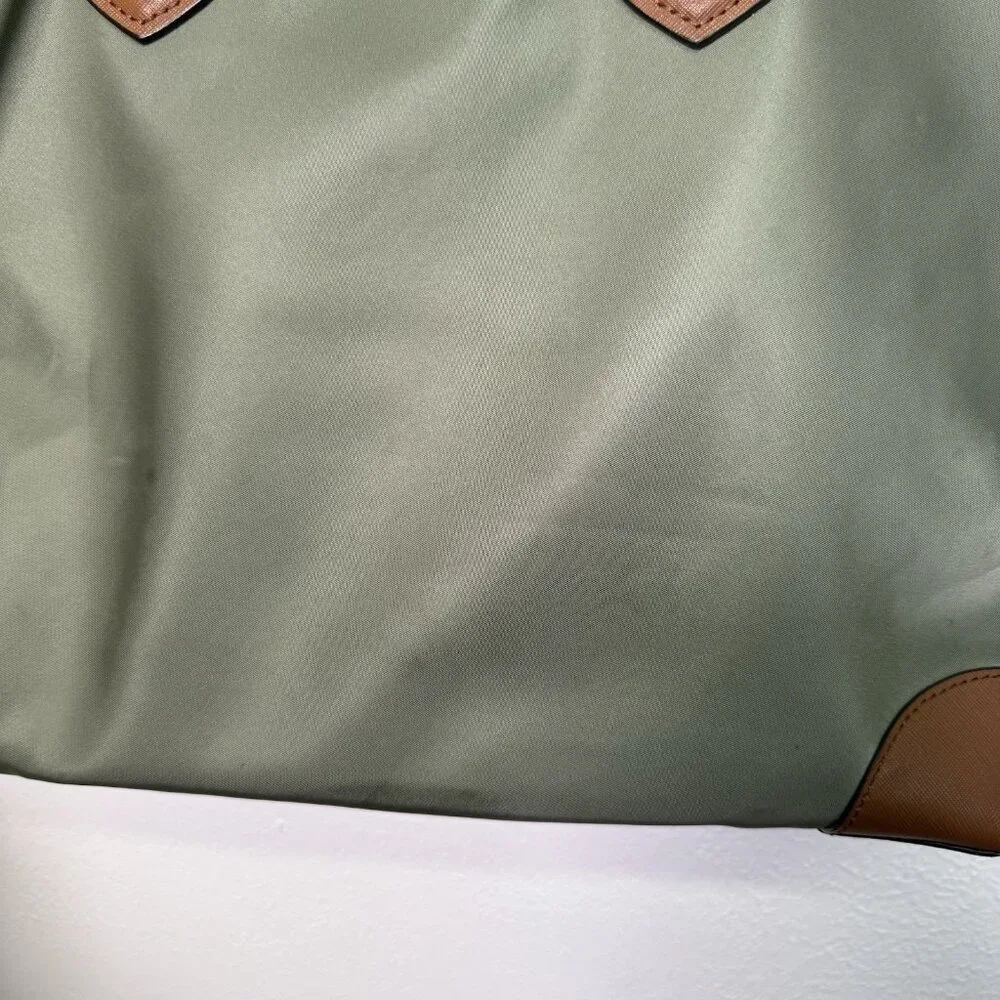 Michael Kors Eva Large Nylon Leather Tote Wh Match Pouch Army Green Timeless - Picture 14 of 16
